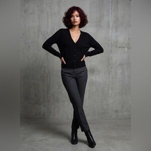 Max Studio London Black 3/4 Sleeve Linen Blend Cardigan